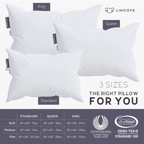 Cloud Natural Canadian White Down Luxury Sleeping Pillow Fill Power,