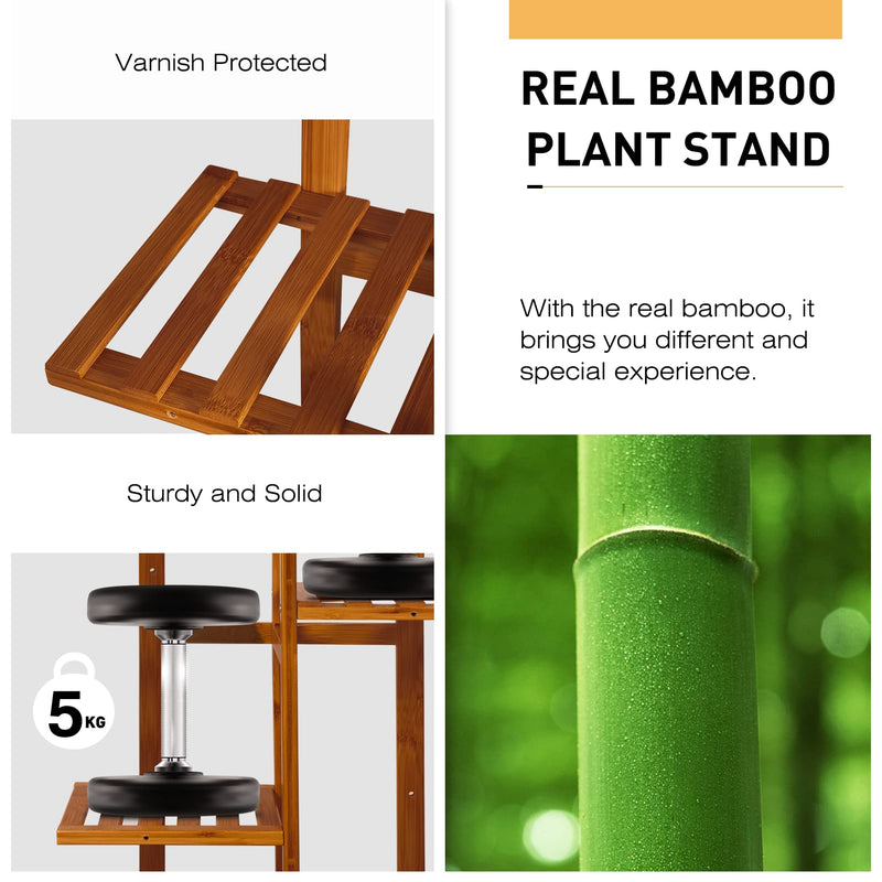 Bamboo Plant Stand, Plant Stands for Indoor Tall Plant Rack 6 Tier Plant Stand