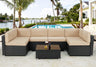 7 Piece Outdoor Patio Furniture Set, Black PE Rattan Wicker Sofa Set