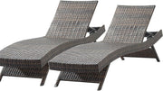 79'' Long Reclining Chaise Lounge Set (Set of 2),Outdoor Wicker Chair