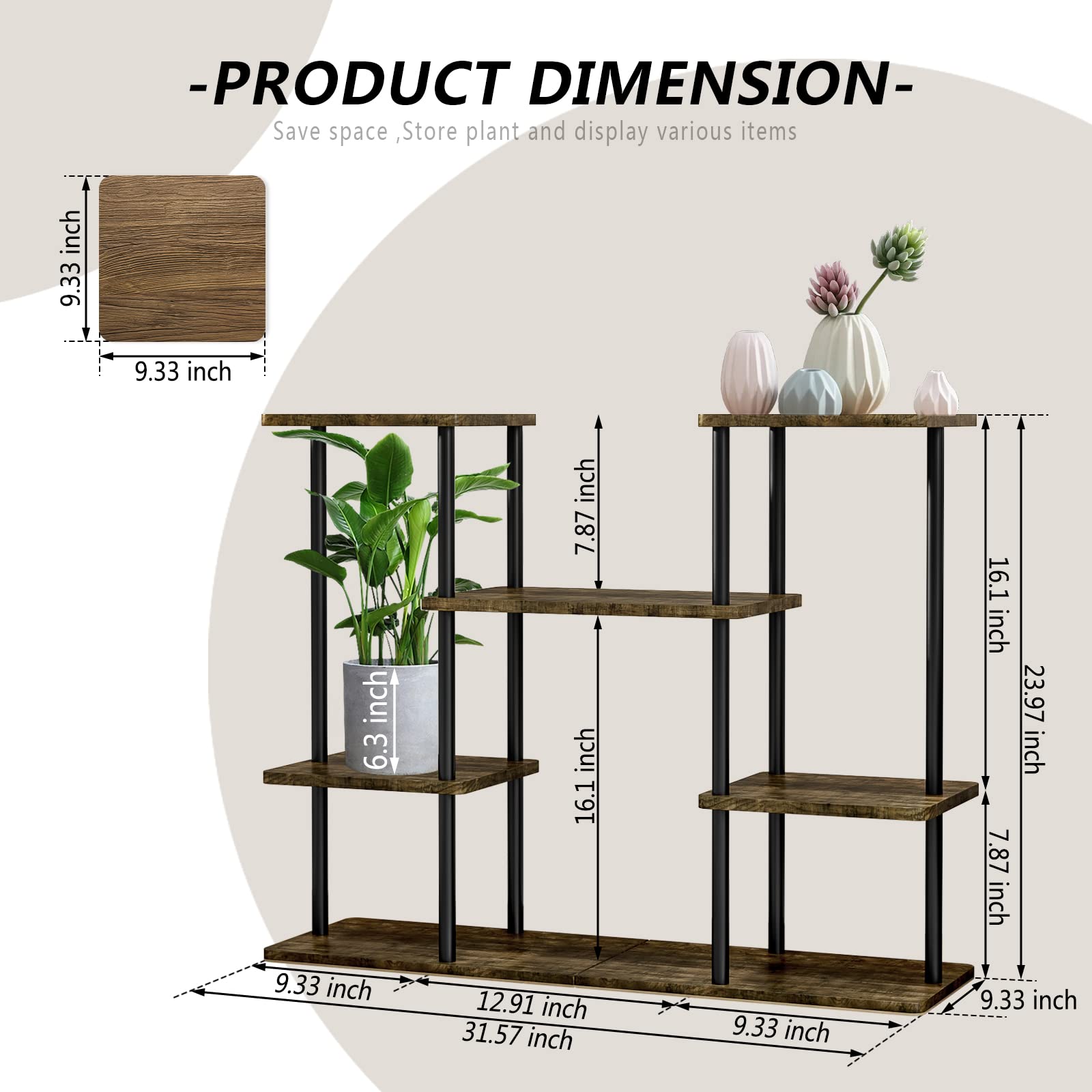 4 Tier Metal Plant Stand – Multi Tier Indoor Plant Rack for 10 Pots