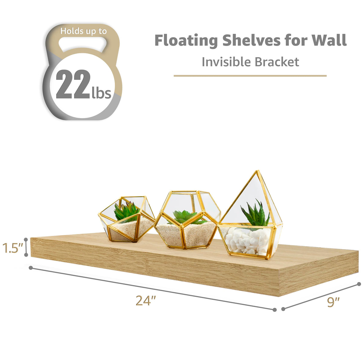 Floating Shelves, Wall Shelves for Bedroom, Kitchen, Living Room, Bathroom Shelves