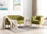 Contemporary Velvet Loveseat Chair with Gold-Finished Metal Legs, 2-Seat Sofa