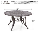 Cast Round Tables for 6 Person, 54" Dia Engraved Cast-Top Table