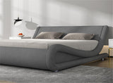 SleekWave Luxe – Modern Upholstered Bed Frame with Wave-Inspired Design