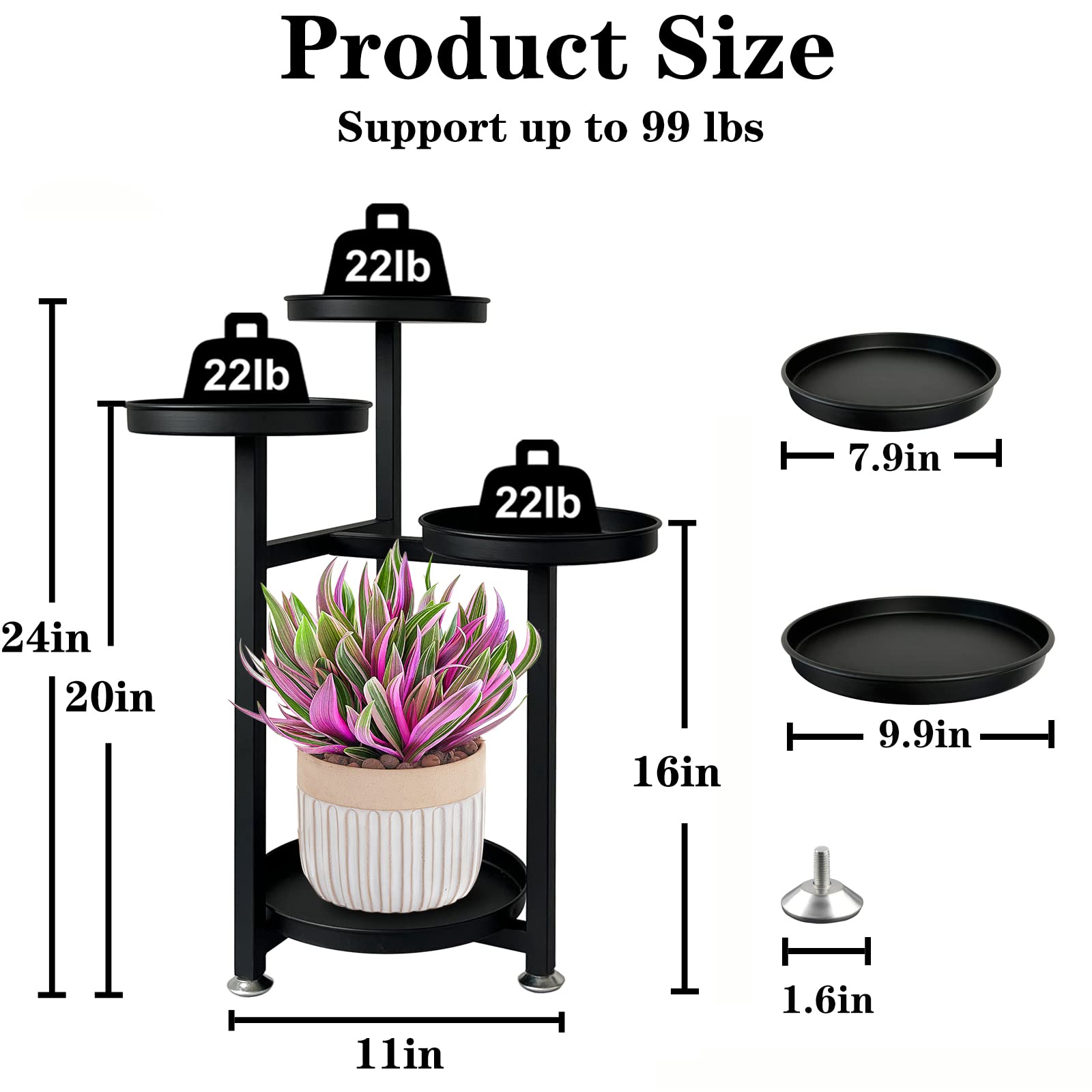 Verdura Staggered Plant Stand – 3 Tier Wooden Display