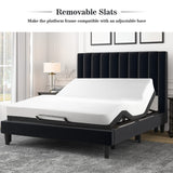 Full Bed Frame/Velvet Upholstered Bed Frame with Vertical Channel