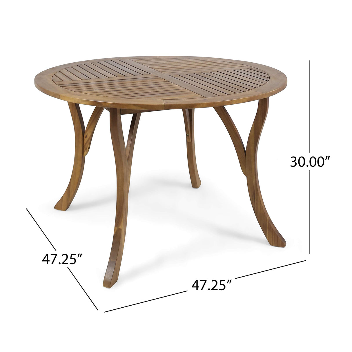 Adn Outdoor 47" Round Acacia Wood Dining Table