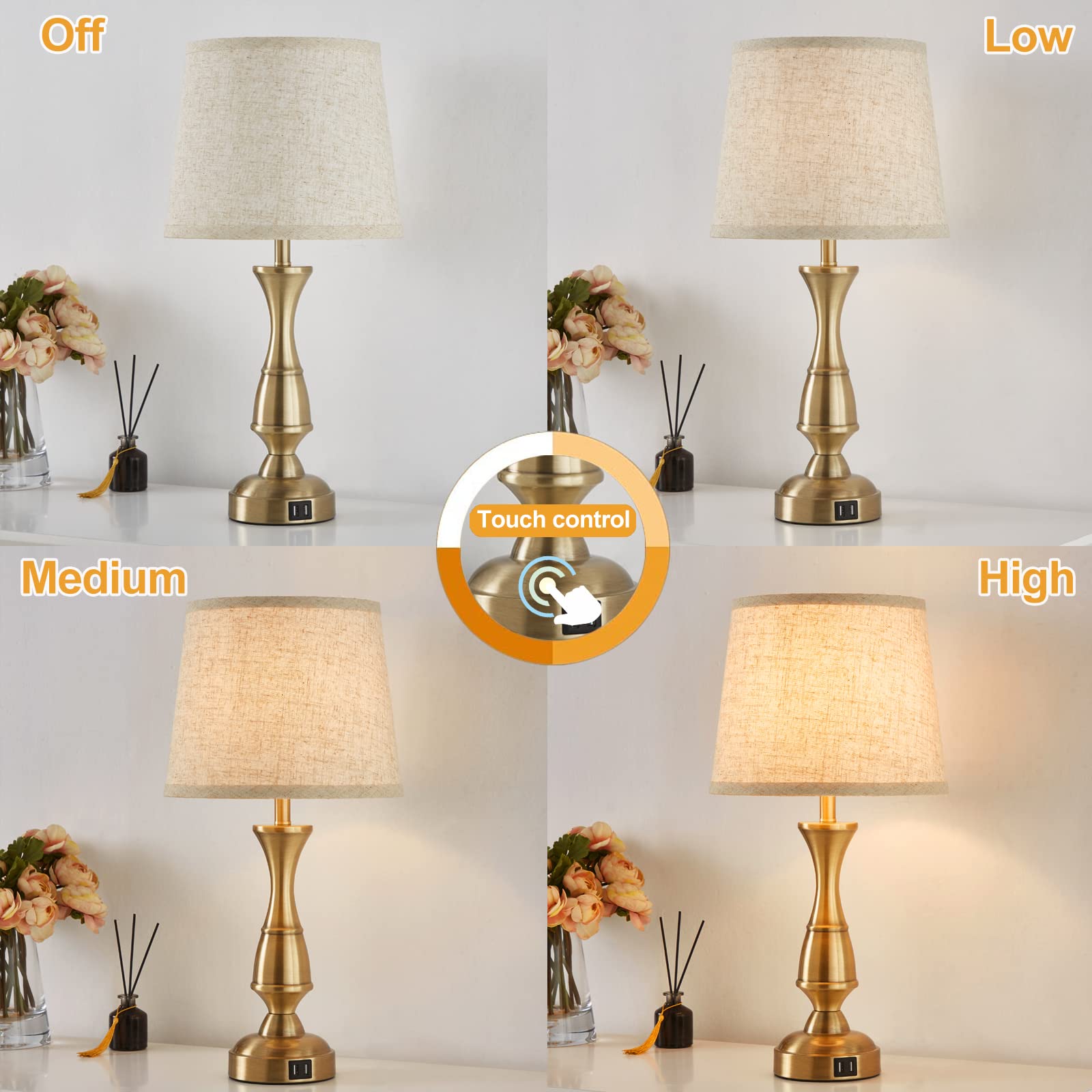 Vintage Bedside Lamp Set of 2