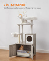 Woody Wonders Cat Tree with Litter Box Furniture Hidden Enclosure, 2-in-1 Modern Tower