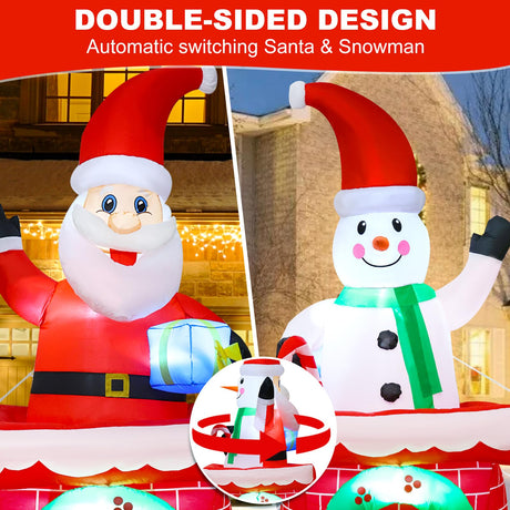 W 8ft Double-Sided Christmas Inflatables Outdoor Decorations