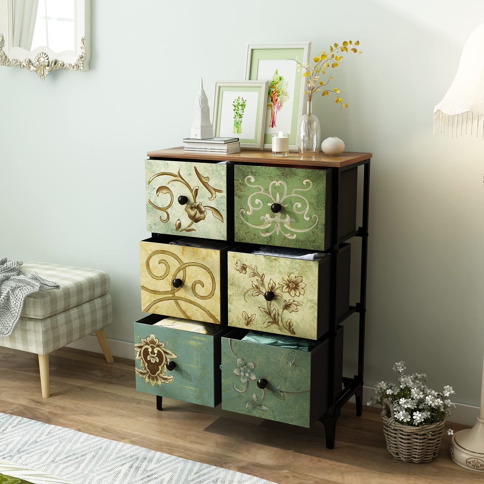 Vintage 6-Drawer Dresser | Tall Storage Chest for Bedroom & Living Room