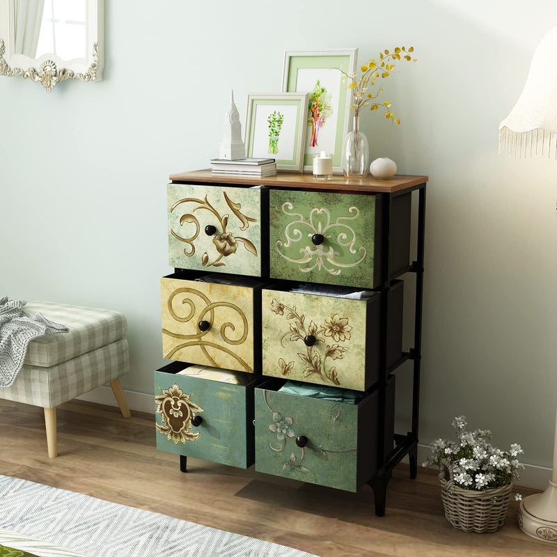 Dresser with 6 Drawers, Tall Storage Dresser for Bedroom