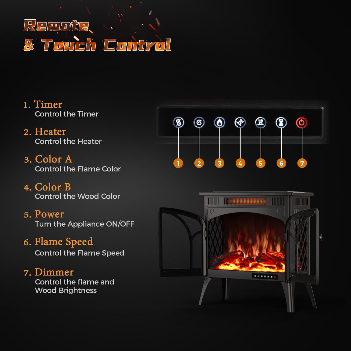 24inch & 1500W Infrared Heaters for Indoor Use with Remote Control