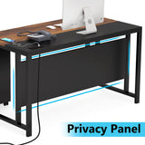 L-Shaped Computer Desk with Power Outlet and Drawer Cabinet