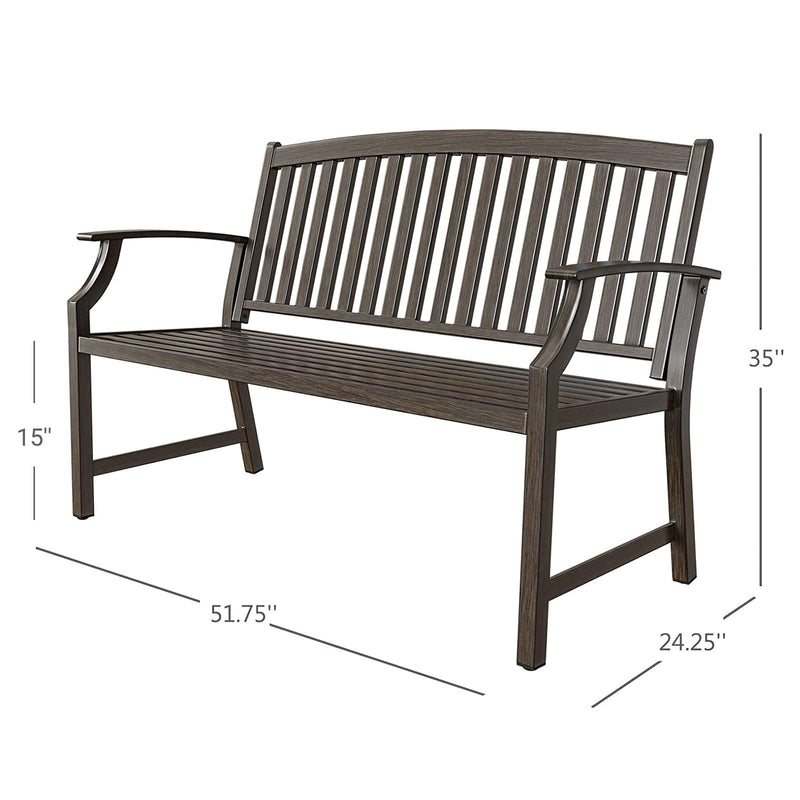 Garden Bench, Outdoor Benches with Anti-Rust Aluminum Steel Metal Frame