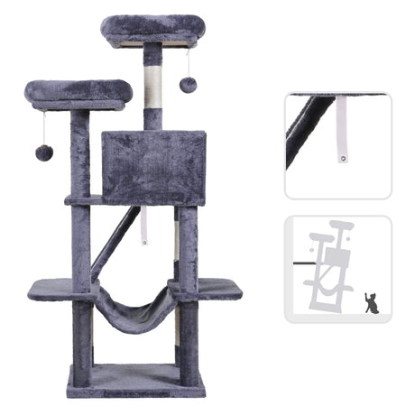 Cat Tree, 57" Cat Tower with Scratching Posts