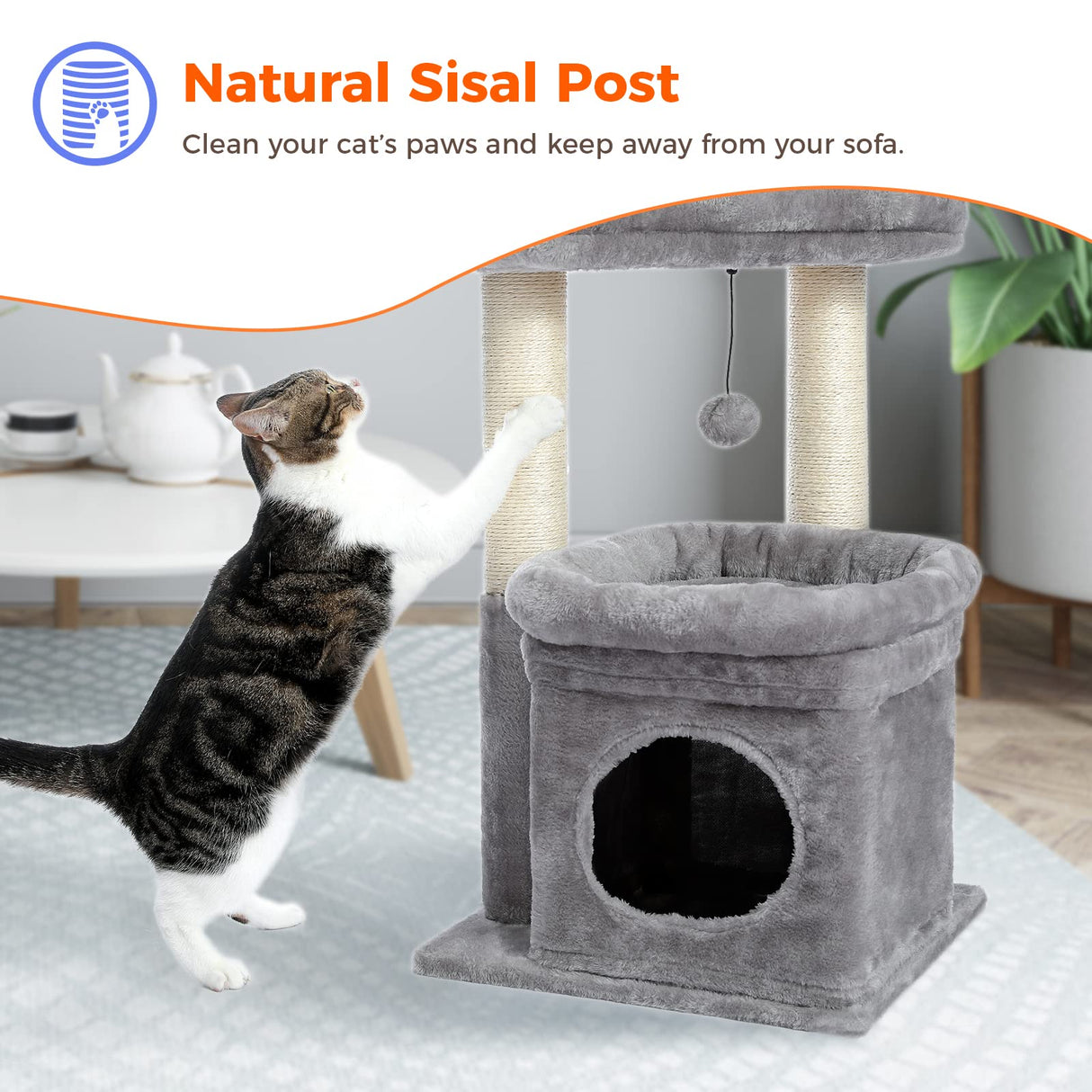 Cat Tree Tower for Indoor Cats with Private Cozy Cat Condo