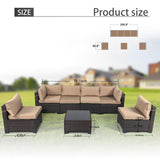 7 Pieces Outdoor Patio Furniture Sets,Rattan Conversation Sectional Set