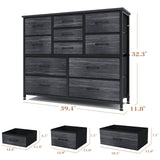 11 Drawers Dresser for Bedroom Wide Dressers & Chests of Drawers with Wood Top