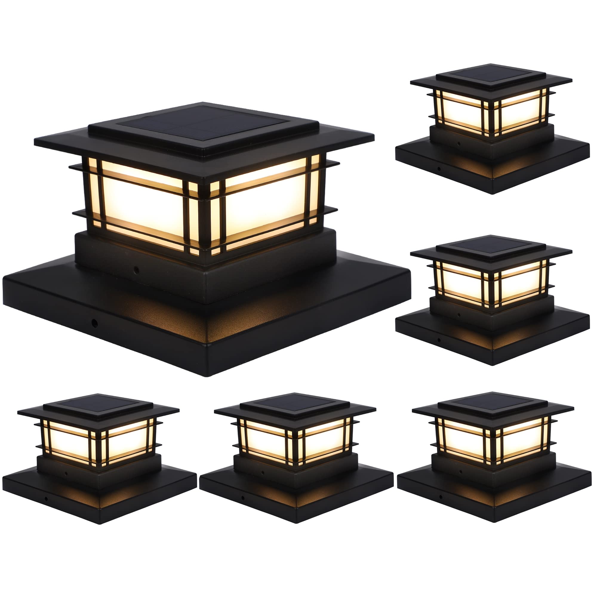 6 Pack Solar Post Lights Outdoor, Solar Powered for Fence Post