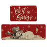 Red Let It Snow Snowflake Snowman Winter Kitchen Mats Set of 2