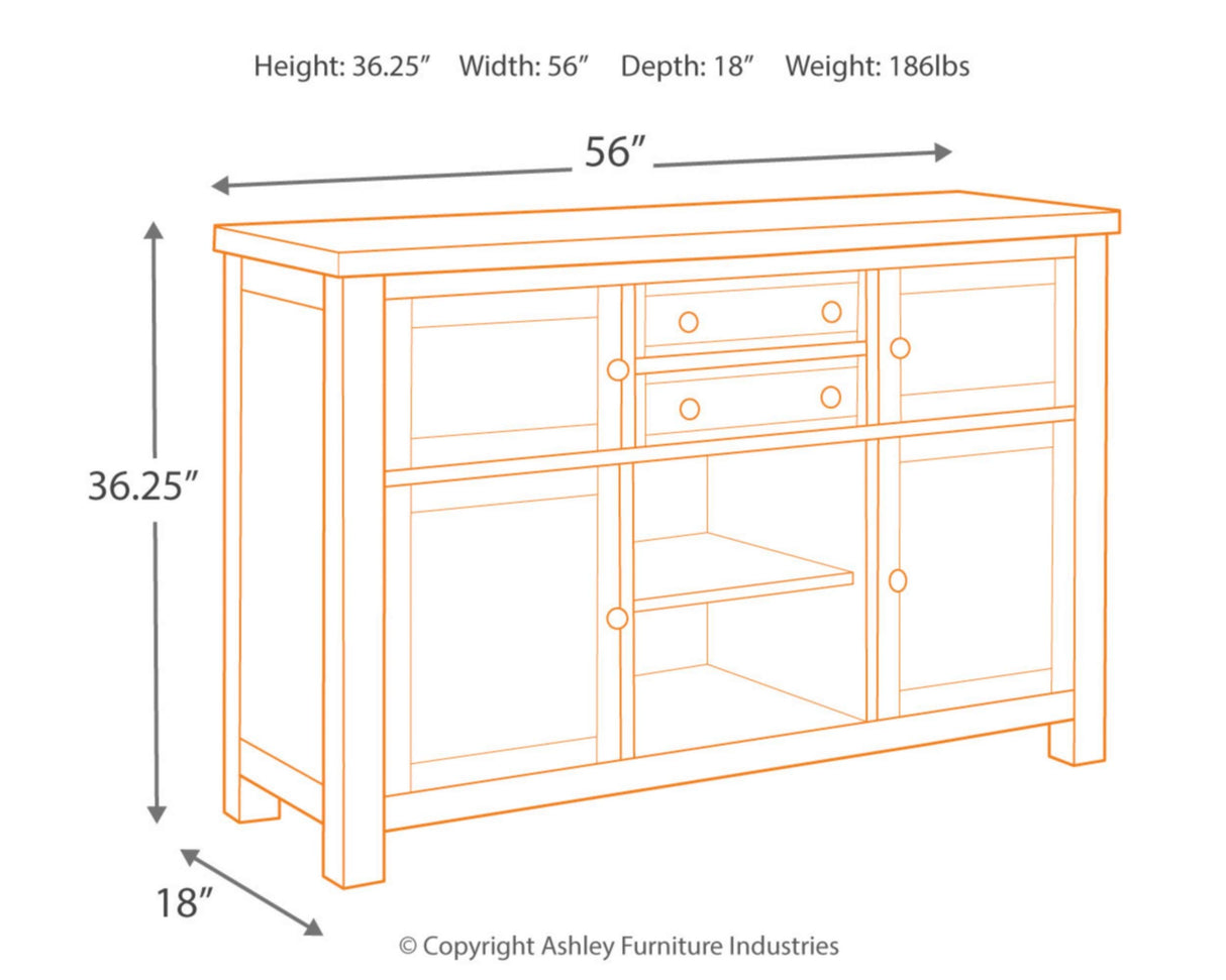 Moriville Rustic Dining Room Buffet with 4 Cabinets & Display Shelf