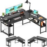 Corner Computer Desk, 61" Reversible L Shaped Desk