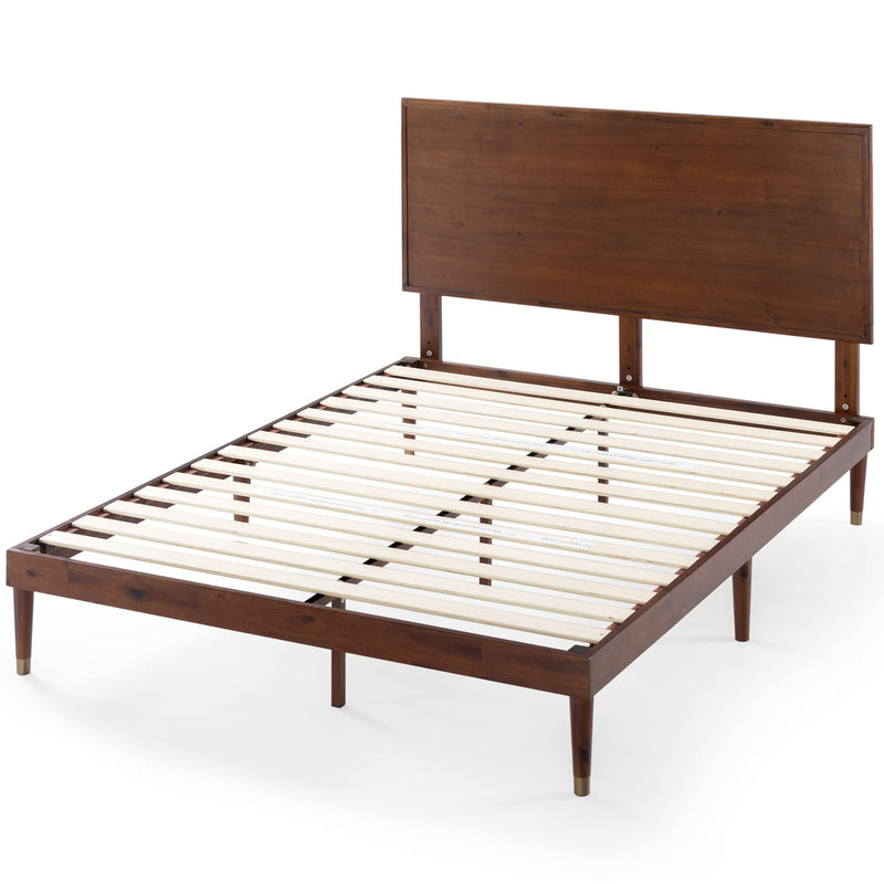 Raymond Wood Platform Bed Frame with Adjustable Wood Headboard / Solid Wood Foundation