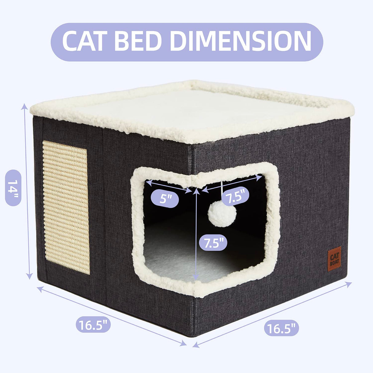 Cat Bed for Indoor Cats Cube House, Covered Cat Cave Beds & Furniture