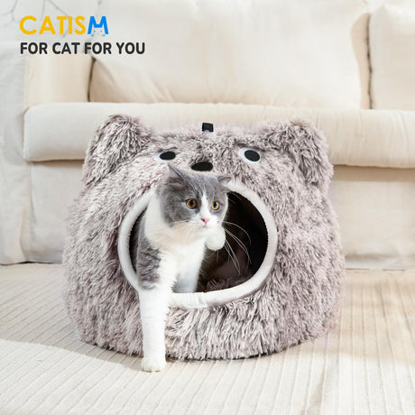 Cat Bed Cute Cat Bed Cave, Soft Plush Cat House, Cozy for Indoor Cats or Small Dog Bed