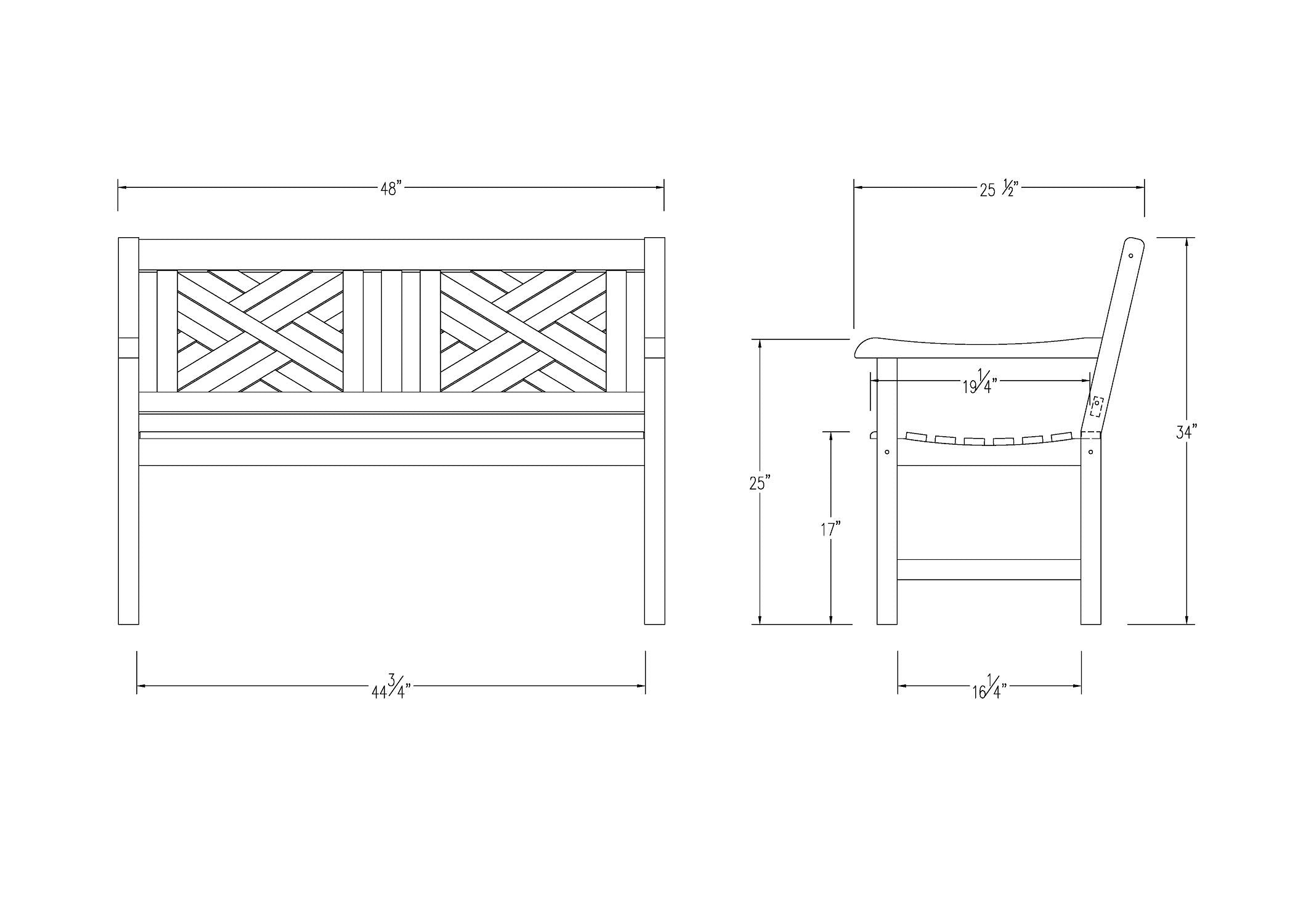 Casual Maine Outdoor Garden Bench for Patio Furniture, 4-Foot, Weathered Gray