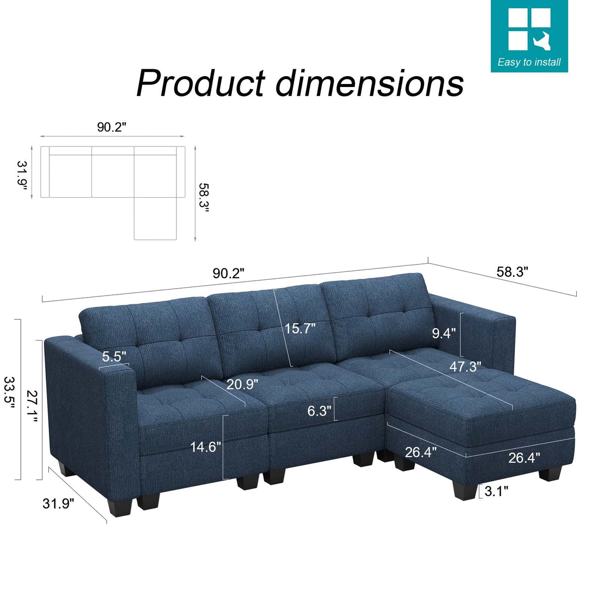 Modular Sectional Sofa Couch L Shaped Sofa Couch with Storage