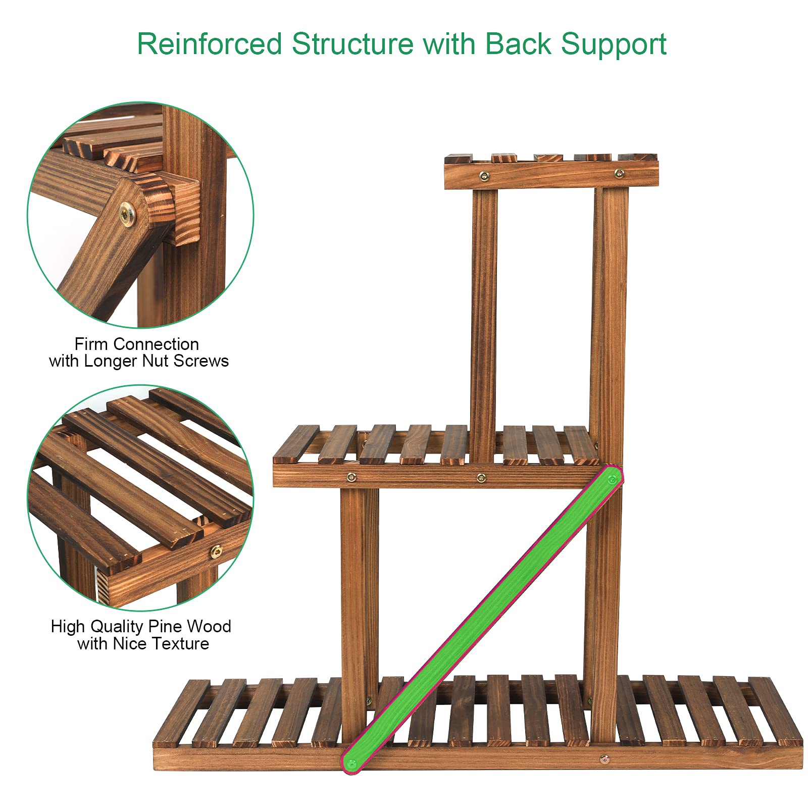 ZenScape Trio – 3 Tier Wooden Plant Display Stand for Indoor & Outdoor