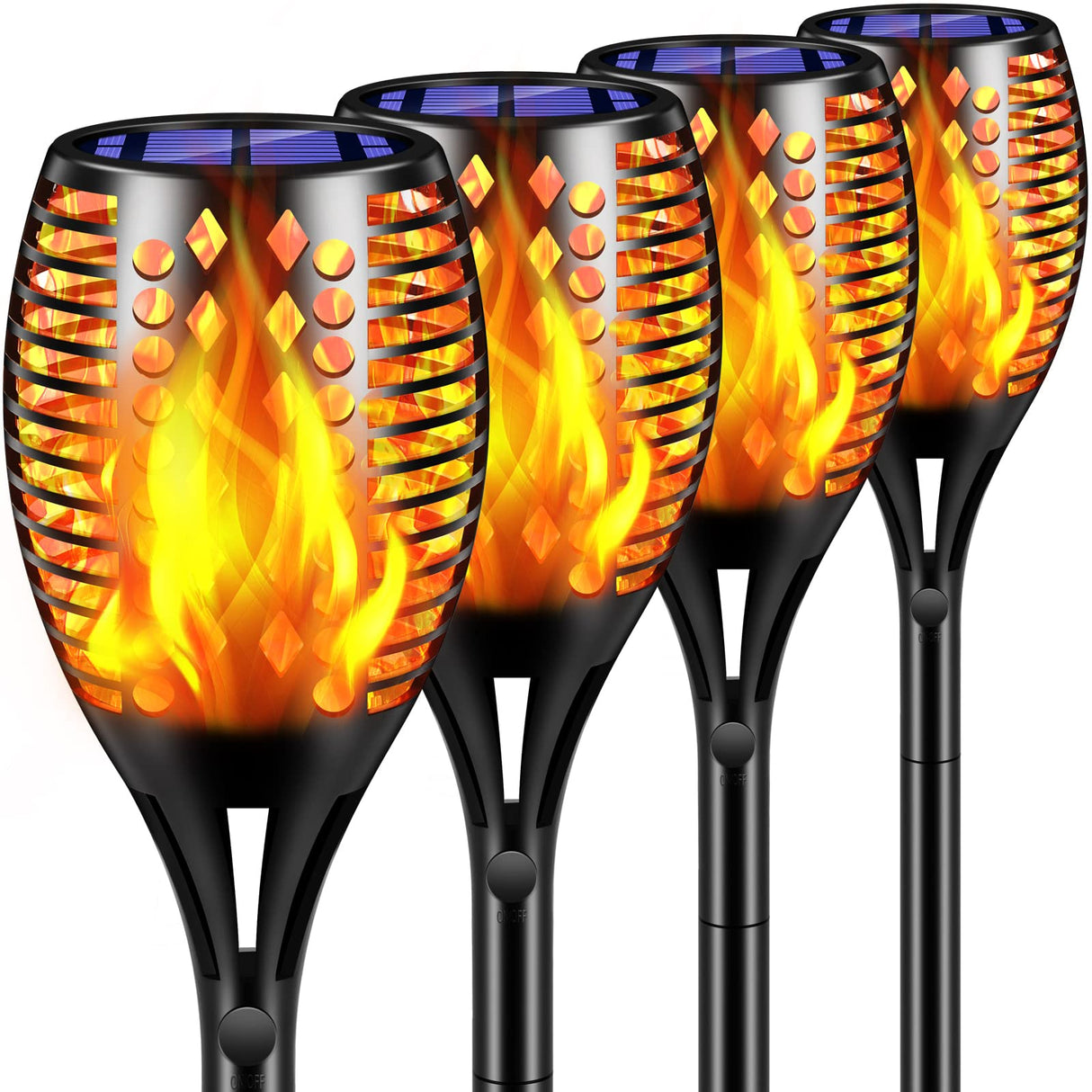 Solar Lights Upgraded, 43" Waterproof Flickering Flames 96 LED Torches Lights