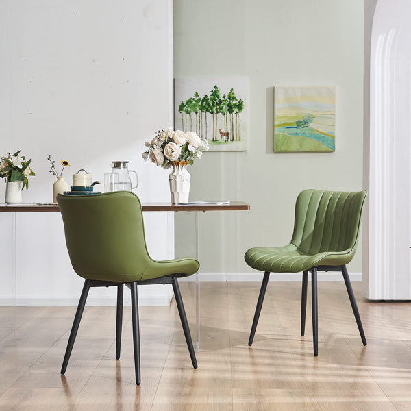 Olive Green Dining Chairs Set of 2 Upholstered Mid Century Modern Kitchen Chair