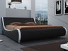 Modern Low Profile Platform Bed Frame Queen Size, Stylish Faux Leather Upholstered