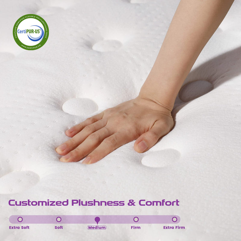 10 Inch Memory Foam Hybrid Pillow Top Queen Mattress - Heavier Coils for Durable Support