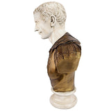 Julius Caesar in Armor Bust Statue, 27 Inch, Faux Bronze and Stone