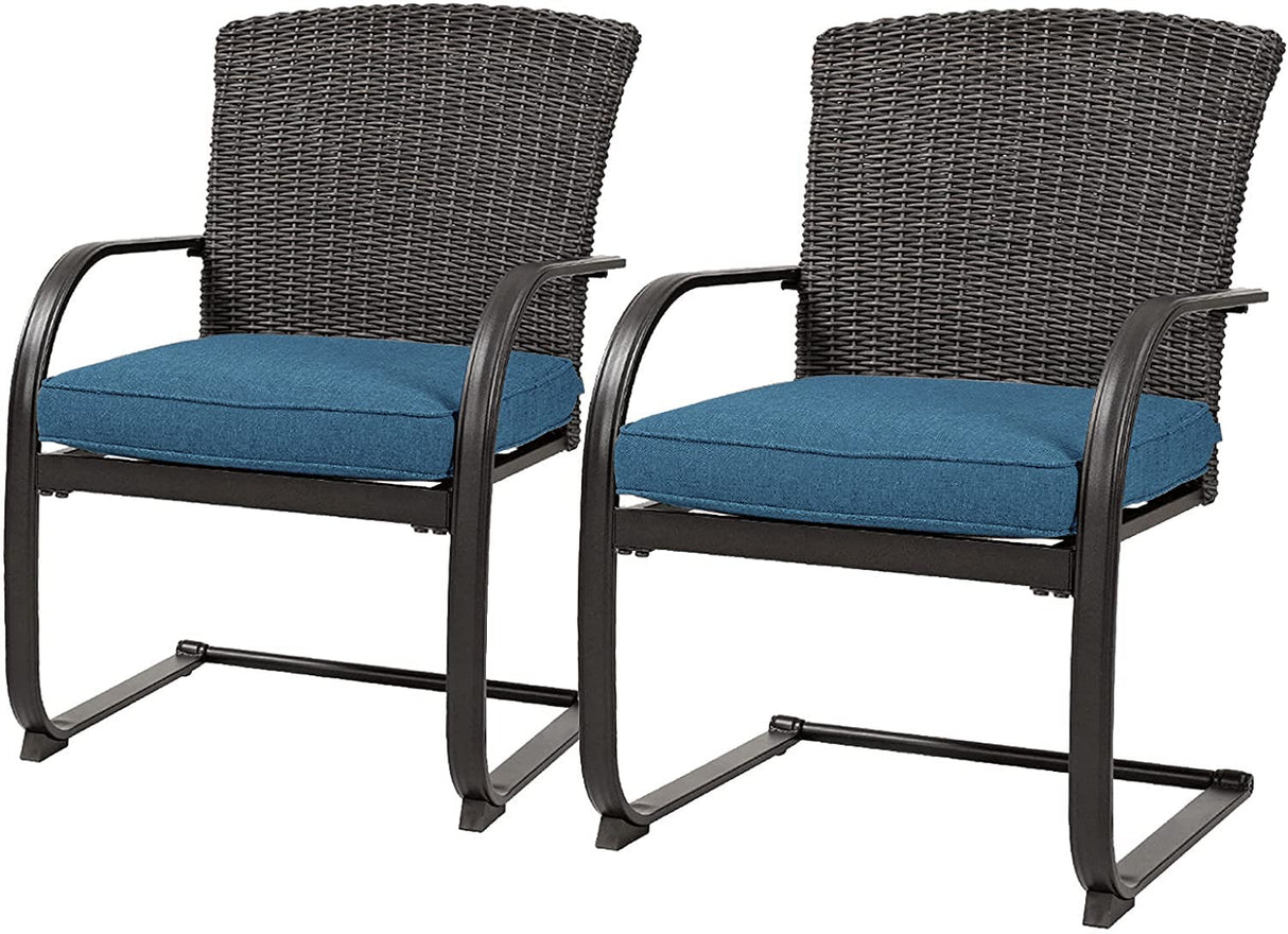 2-Piece Dining Wicker Chair Outdoor Conversation Set with Cushions