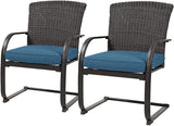 2-Piece Dining Wicker Chair Outdoor Conversation Set with Cushions