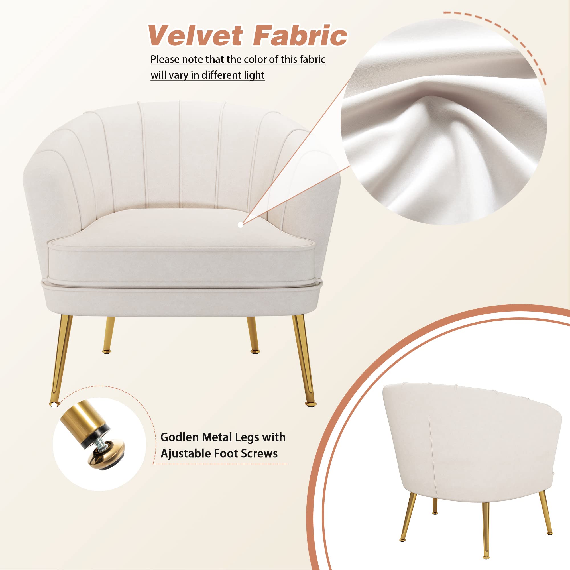 Velvet Accent Chair, Upholstered Modern Single Sofa Side Chair