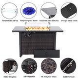 43 Inch Propane Fire Pit Table, 50,000 BTU Rattan Gas Fire Pit Table