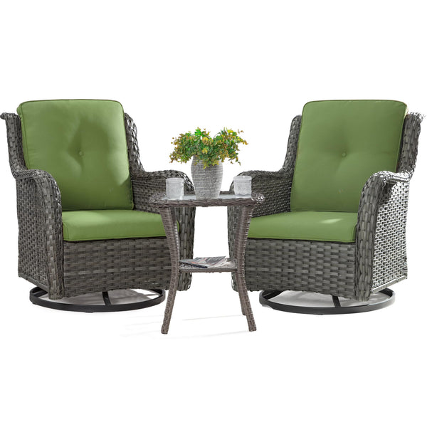 Outdoor Swivel Rocker Patio Chairs Set of 2 and Matching Side Table