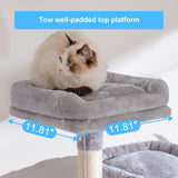 Cat Tree, 57" Cat Tower with Scratching Posts, Multi-Level with hammocks, Toys