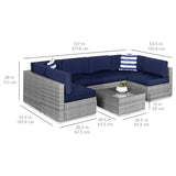 7-Piece Modular Outdoor Sectional Wicker Patio Furniture Conversation Sofa Set