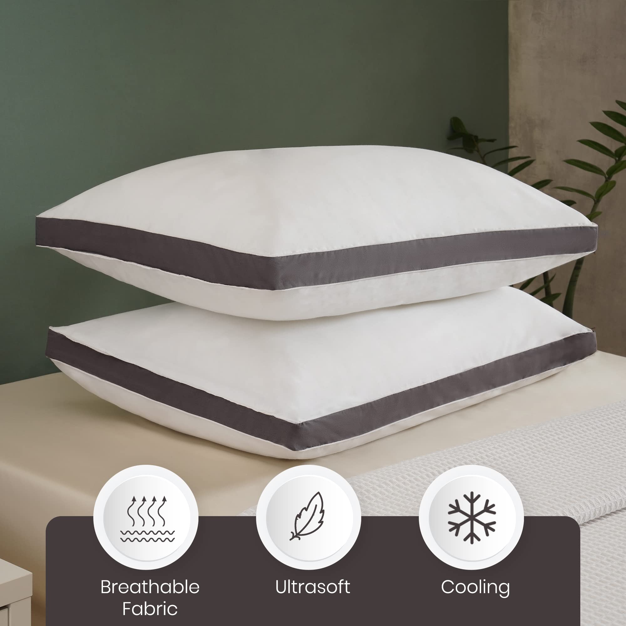 Cooling Pillow For Sleeping, Bed Pillows Standard Size Set
