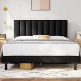 Full Size Bed Frame Upholstered Platform with Headboard and Strong Wooden