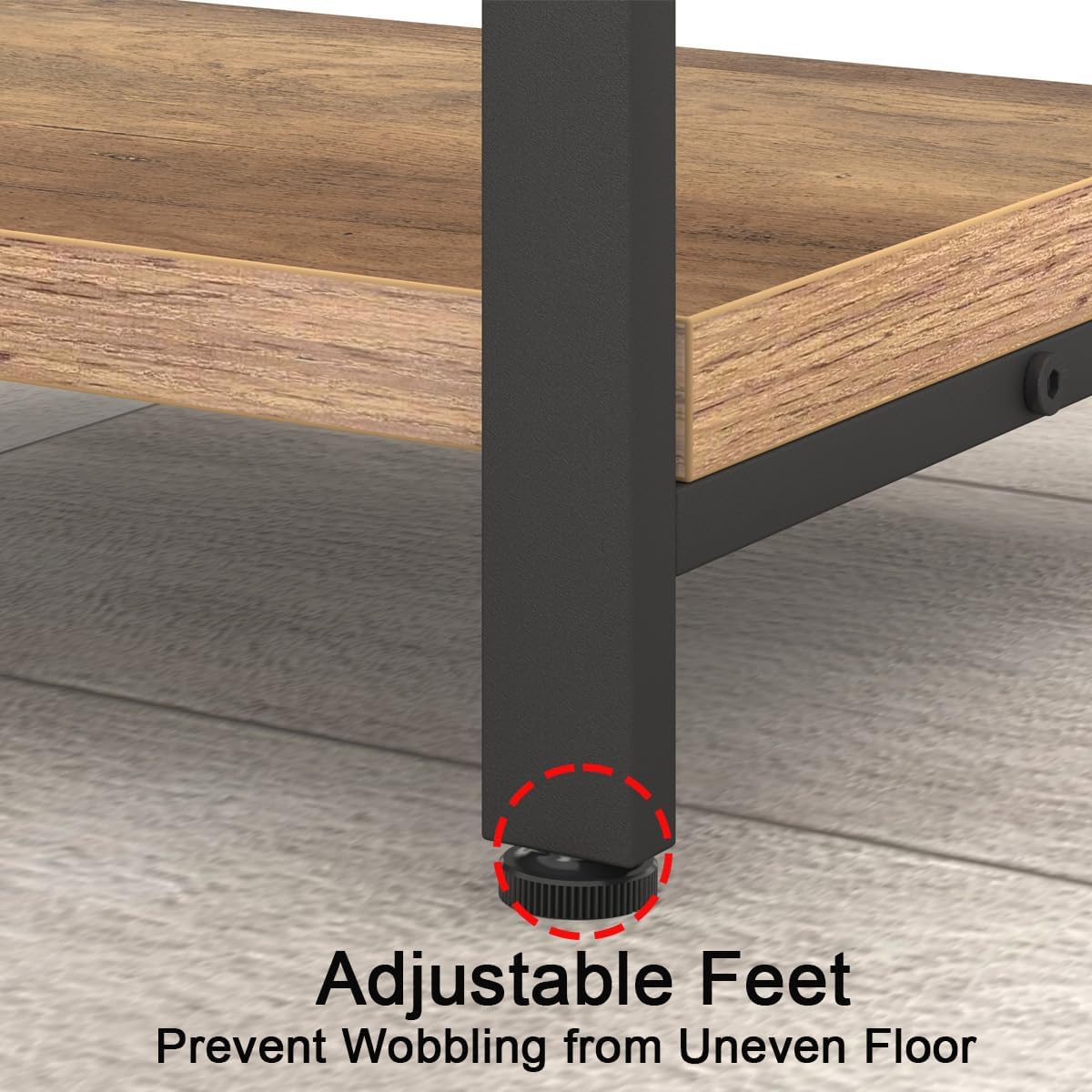Industrial 4 Tier Bookshelf, Modern Metal and Wood