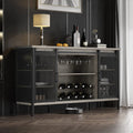 Industrial Wine Bar Cabinet / 55" Sliding Barn Door Coffee Bar Cabinet